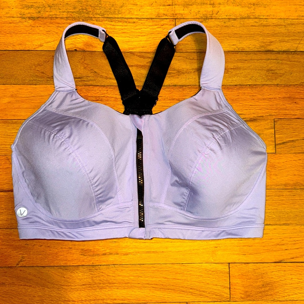 Like new LIVI Purple Front-Zip Sports Bra 38DDD Adjustable Racerback Exercise